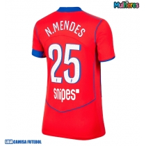 Camisa de Futebol Paris Saint-Germain Nuno Mendes #25 Equipamento Alternativo Mulheres 2025-26 Manga Curta
